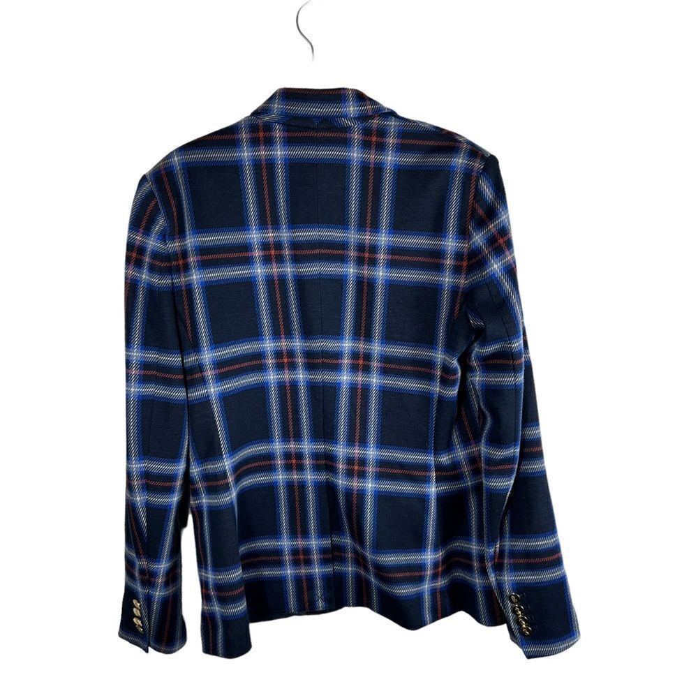 Lauren Ralph Lauren Navy Blue Plaid Blazer | Gold Logo Engraved Buttons - Picture 3 of 10